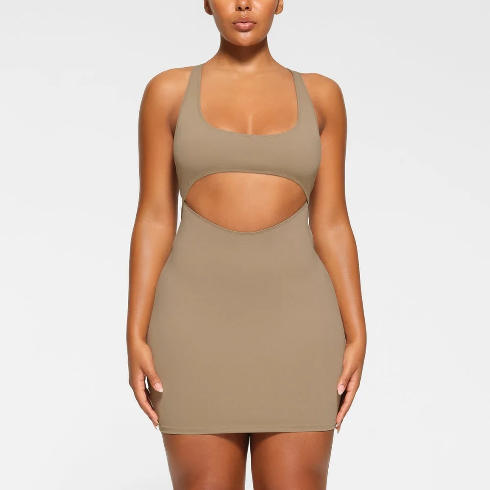 NWT SKIMS SWIM CUT OUT TANK DRESS IN DESERT